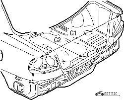Контрольные размеры задней поперечины багажного отсека и верхней задней части проема крышки багажника