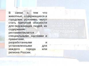 В связи с тем что животные, содержащиеся в городских условиях, могут стать причи