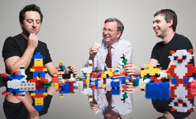 Сергей Брин, Эрик Шмидт и Ларри Пейдж