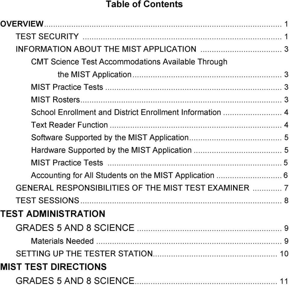 .. 5 Hardware Supported by the MIST Application... 5 MIST Practice Tests... 5 Accounting for All Students on the MIST Application.