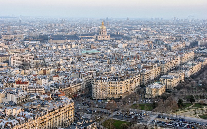 Вид на Дом Инвалидов с Эйфелевой башни, Париж, Франция
