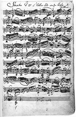 Соната для скрипки соль минор (BWV 1001), рукопись Баха